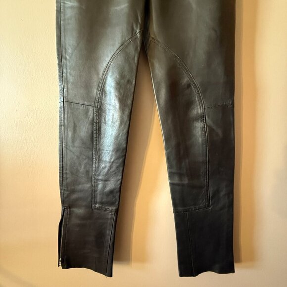 Women’s 4 Donald J Pliner Black Real Leather High Rise Ankle Zip Pants - Picture 5 of 11